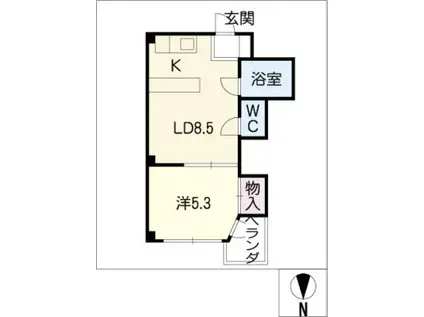 シャルムレジデンスII 北棟(1LDK/1階)の間取り写真