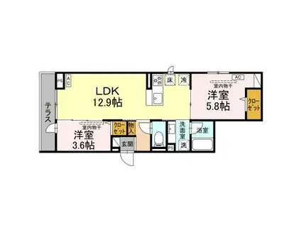 イヴレーア橋本(2LDK/1階)の間取り写真