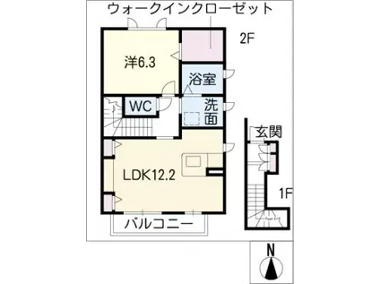 フォレスタD(1LDK/2階)の間取り写真