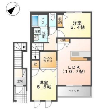 プロニティ・K(2LDK/2階)の間取り写真
