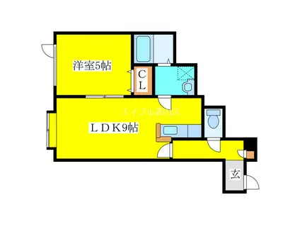 ノースフィールドII(1LDK/3階)の間取り写真