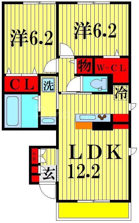 つくばエクスプレス 流山セントラルパーク駅 徒歩16分 2階建 築8年(2LDK/1階)の間取り写真