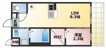 リアコート千里丘I ノース(1LDK/2階)の間取り写真