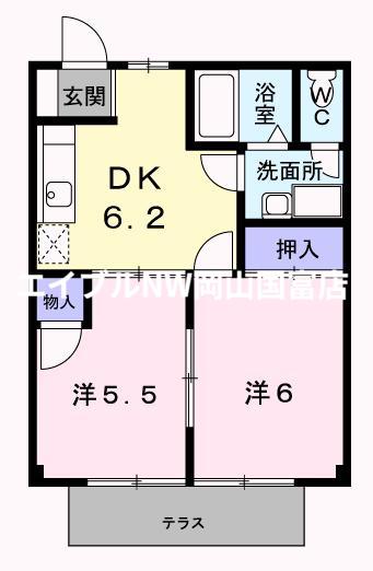サンシティ臼井A(2DK/1階)の間取り写真