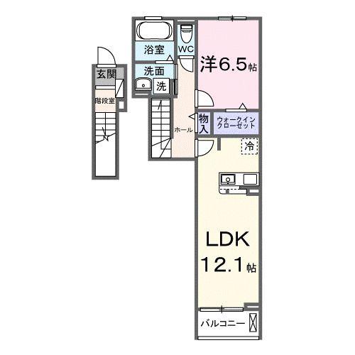 ビオレタA(1LDK/2階)の間取り写真