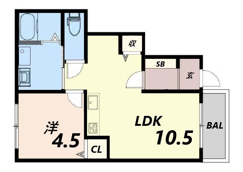 マスハイツ(1LDK/1階)の間取り写真