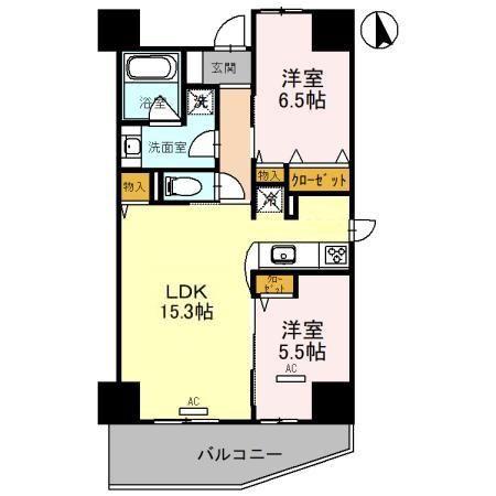 グランドポー(2LDK/7階)の間取り写真