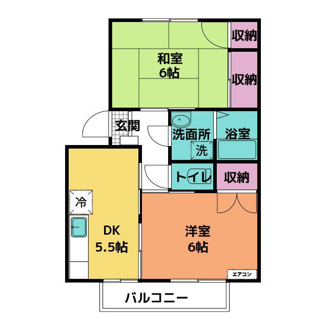 セレナ婦中(2DK/2階)の間取り写真