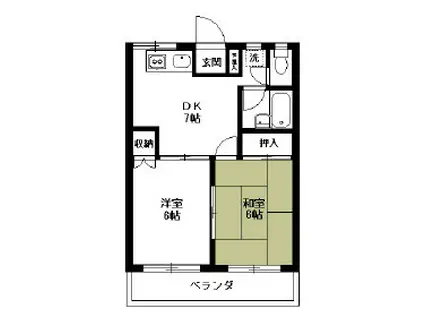 フジハイム(2DK/2階)の間取り写真