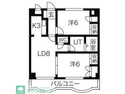 ジェイドパレス(2LDK/6階)の間取り写真