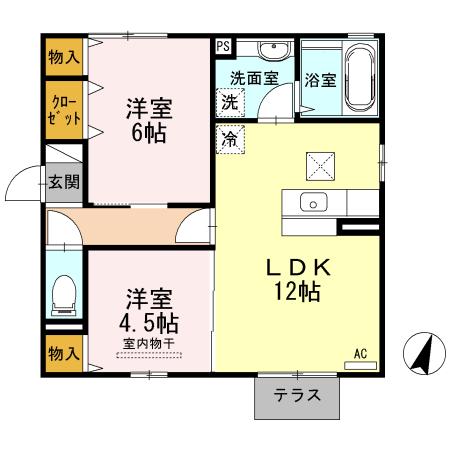 ボヌール千田 A棟(3LDK/1階)の間取り写真