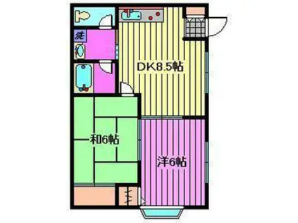 サンシャインⅠ(2DK/1階)の間取り写真