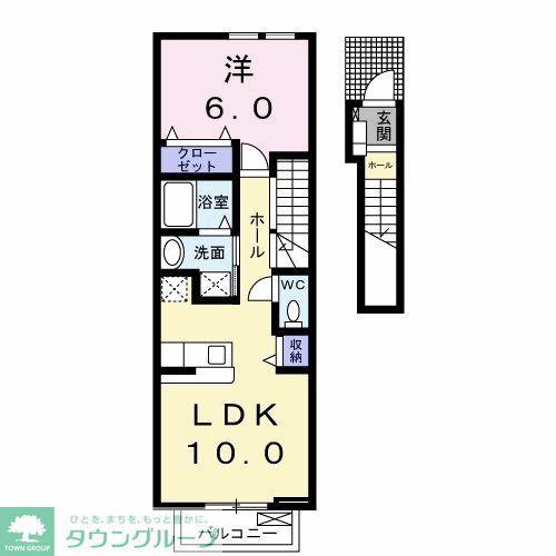 マルガリータA(1LDK/2階)の間取り写真