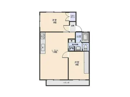 ロビンソン飯塚A(2LDK/1階)の間取り写真