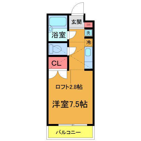 キャスル本郷(1K/2階)の間取り写真