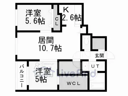 エフュート澄川(2LDK/2階)の間取り写真