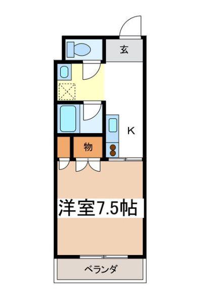 白銀台ハイツ(1K/2階)の間取り写真