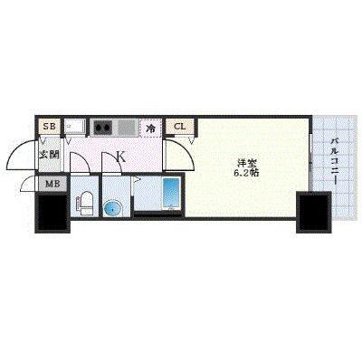 プレサンスOSAKA DOMECITYワンダー(1K/8階)の間取り写真