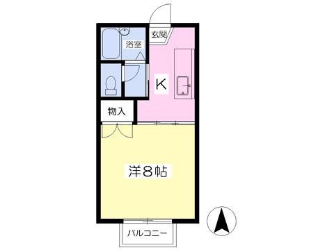 シャトルハイツ(1K/2階)の間取り写真