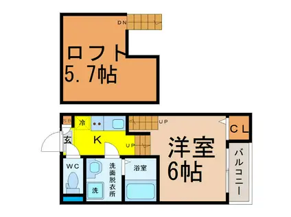 ORQUE(1K/2階)の間取り写真