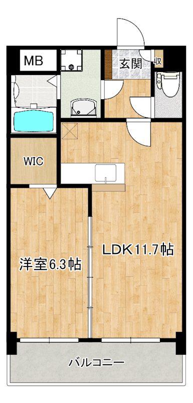 プレジデント正弥久留米駅前(1LDK/2階)の間取り写真
