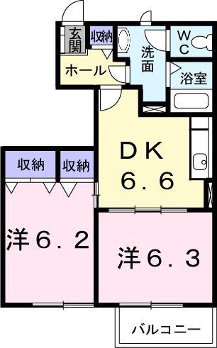 サンハウスIG(2DK/1階)の間取り写真