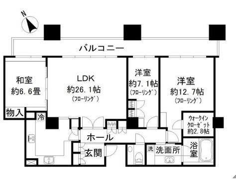 東京ツインパークスライトウイング(3LDK/45階)の間取り写真