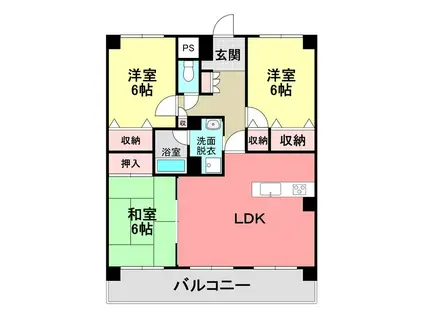 バルミー松永駅前(3LDK/9階)の間取り写真