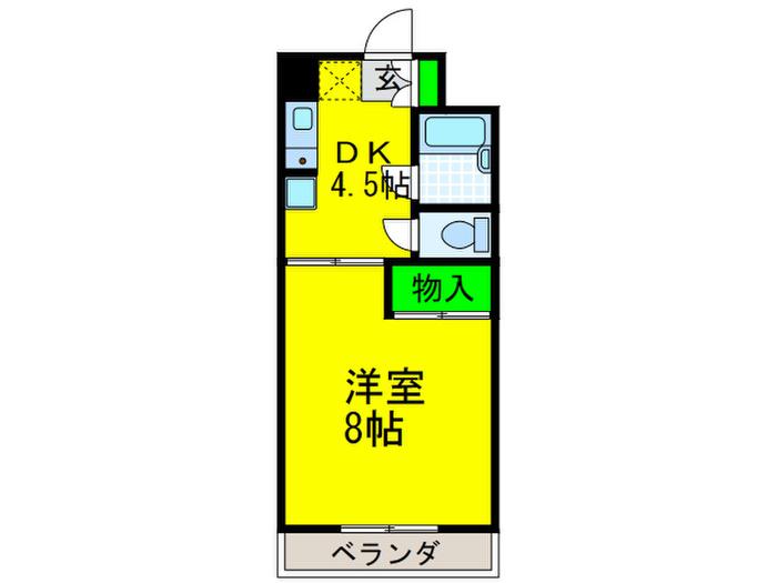ラ・メールKY(1DK/4階)の間取り写真