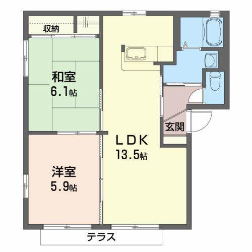 クールシエル(2LDK/1階)の間取り写真