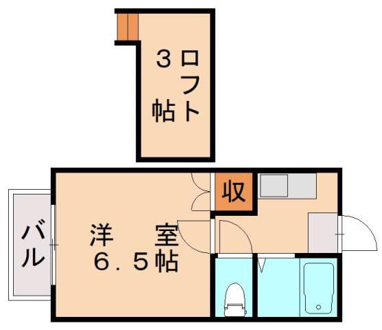 パレス南王子(1K/2階)の間取り写真