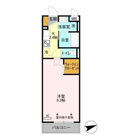 エレガンスチヨダ II(1K/1階)の間取り写真
