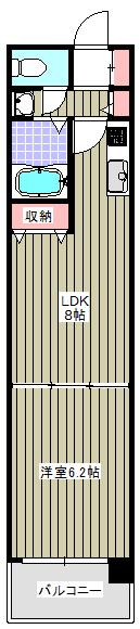 コンソラーレ 同心(1LDK/6階)の間取り写真
