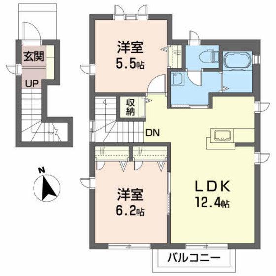 レジオン・ドヌールD(2LDK/2階)の間取り写真