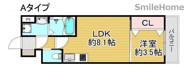 FDS AERAS VIM(1LDK/4階)の間取り写真