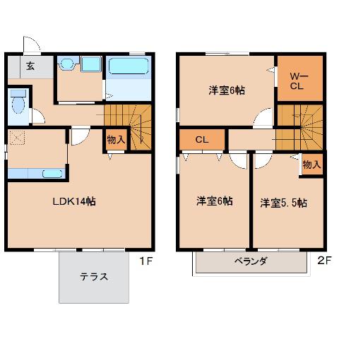 リビングタウン小森野参番館(3LDK/1階)の間取り写真