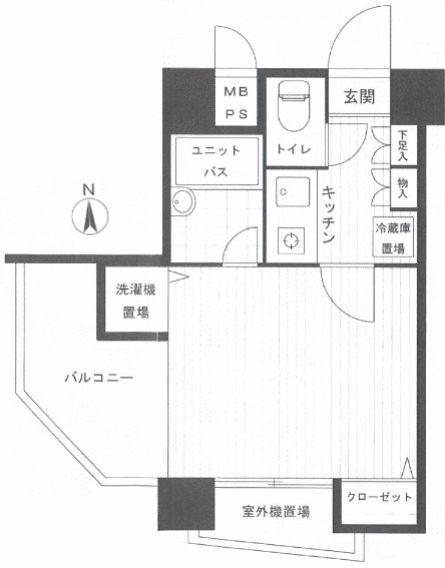 フェニックス北新宿エルミタージュ(1K/8階)の間取り写真
