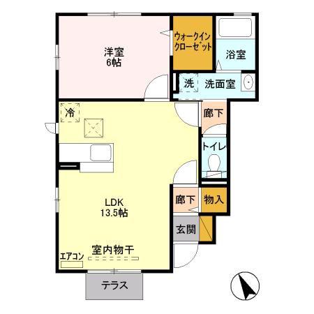 ウィステリア(1LDK/1階)の間取り写真