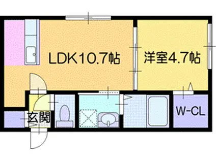 ノムラ新さっぽろ(1LDK/4階)の間取り写真