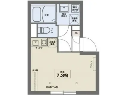 COCOFLAT東中野(ワンルーム/2階)の間取り写真