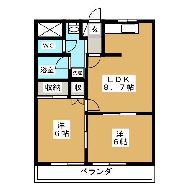 マジョリカハウス(2LDK/2階)の間取り写真