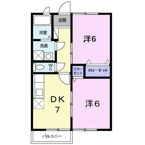 フェリース(2DK/2階)の間取り写真