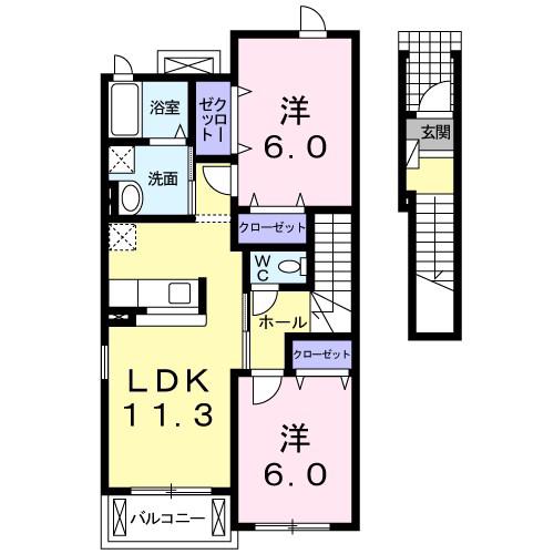 サンロードⅤ(2LDK/2階)の間取り写真