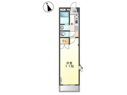 プチパレット(1K/2階)の間取り写真