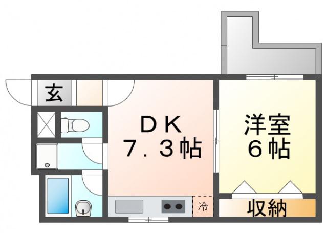 ラクーンドッグ(1DK/3階)の間取り写真