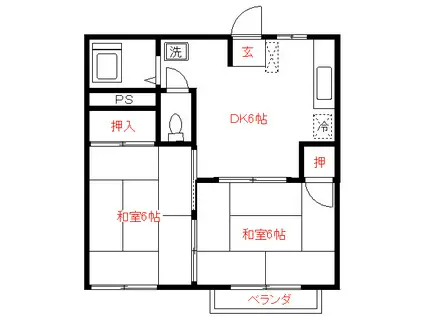 フォーブルばばB棟(2DK/2階)の間取り写真