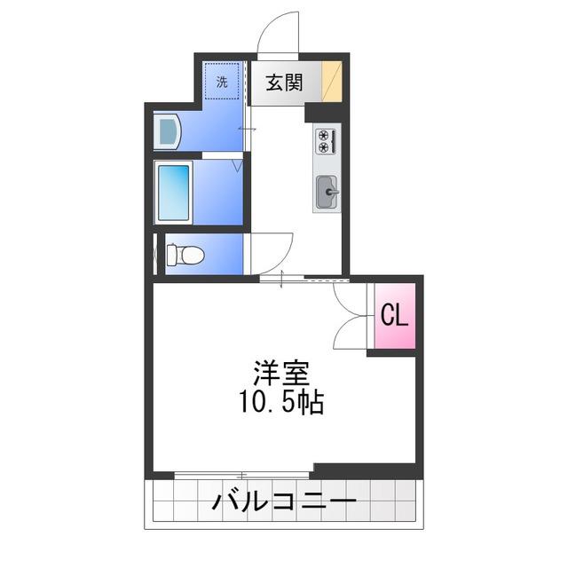 ウィングス白鷺(1K/5階)の間取り写真