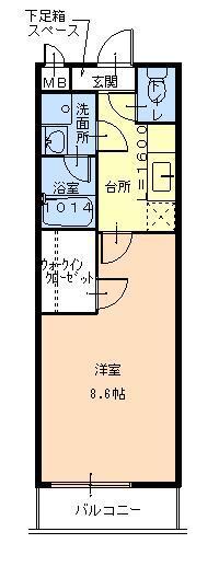 シャインコート(1K/1階)の間取り写真