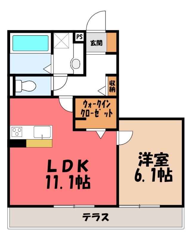 ブレグレース(1LDK/1階)の間取り写真