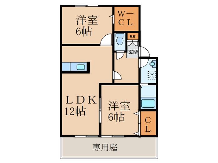 フィオーレ(2LDK/1階)の間取り写真